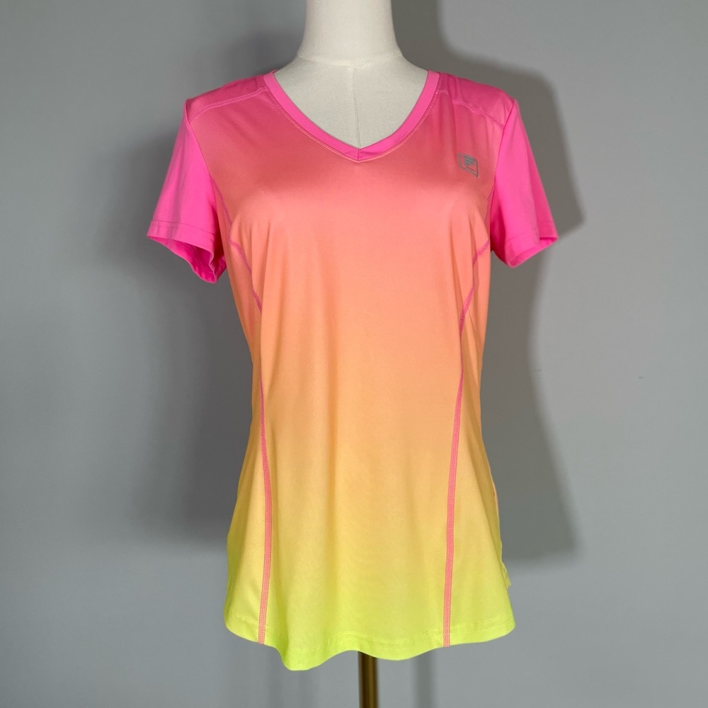 Fila Pink and Yellow Gradient Women's Sport Top